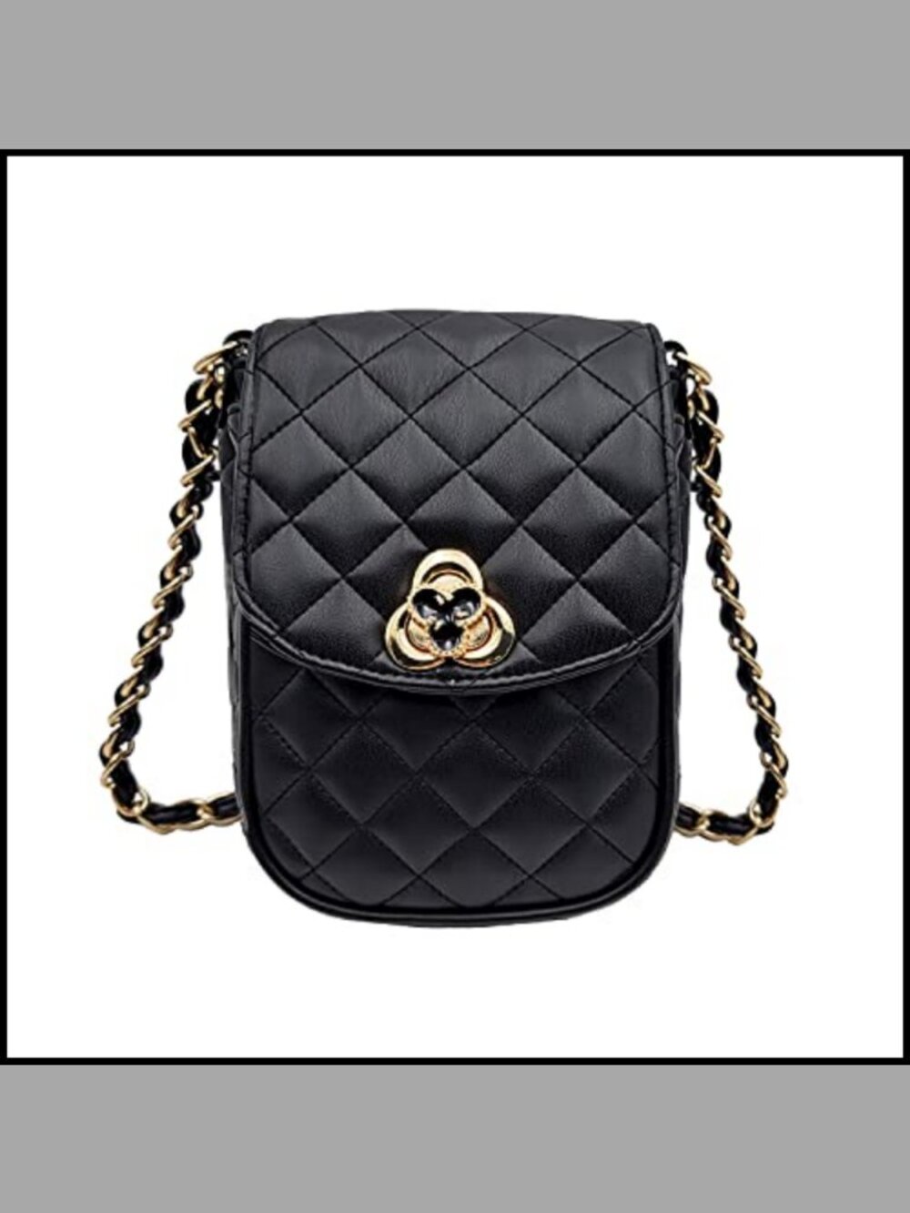 Vegan Leather Quilted Crossbody Phone Purse Mini Shoulder Wallet Card Bag